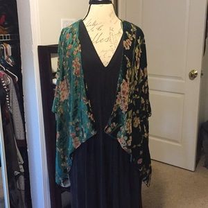 Sheer and velvet floral Shawl/cardigan worn once.